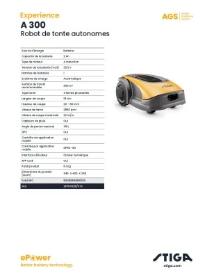 Robot de tonte autonome STIGA A 300